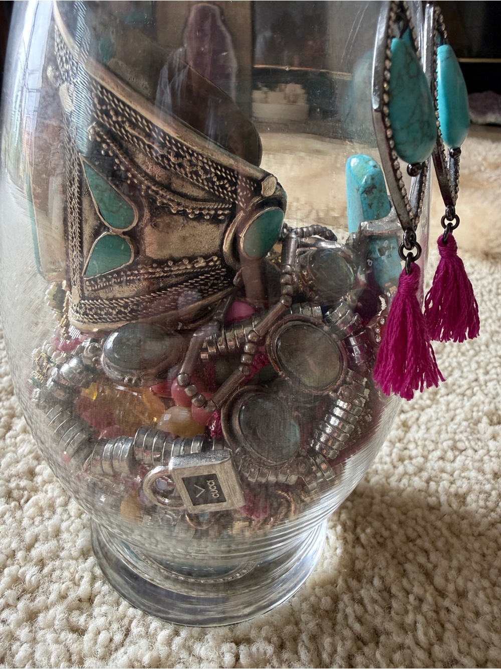 Estate Mystery Jewelry Jar Vintage Boho Gemstone Mixed Wearable Lot - Picture 5 of 15